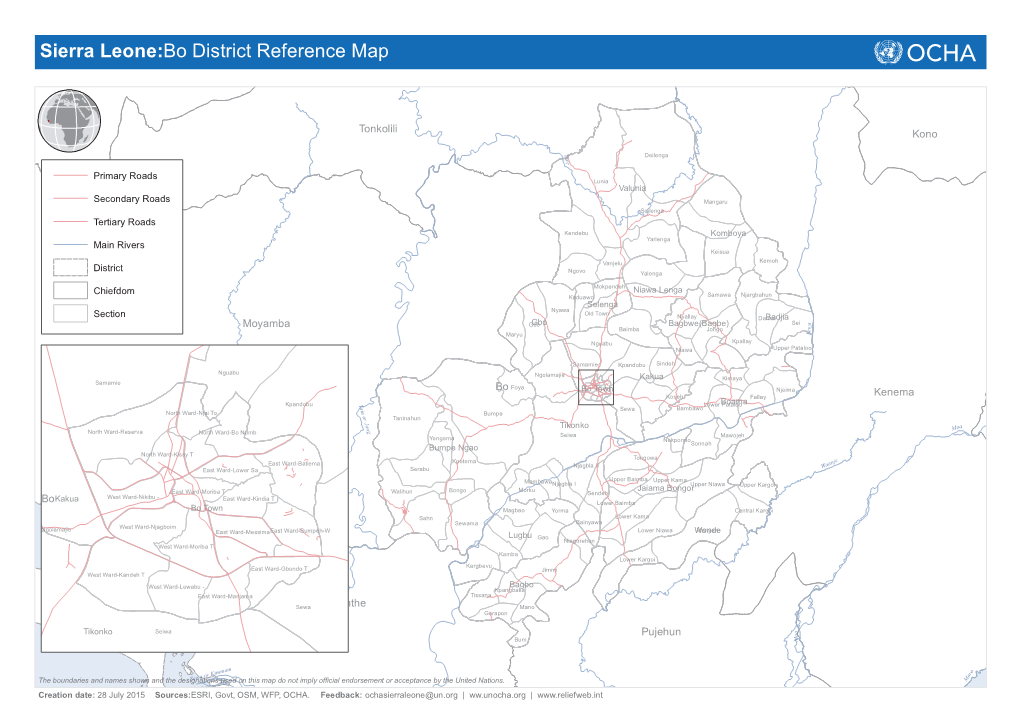 Sierra Leone:Bo District Reference Map
