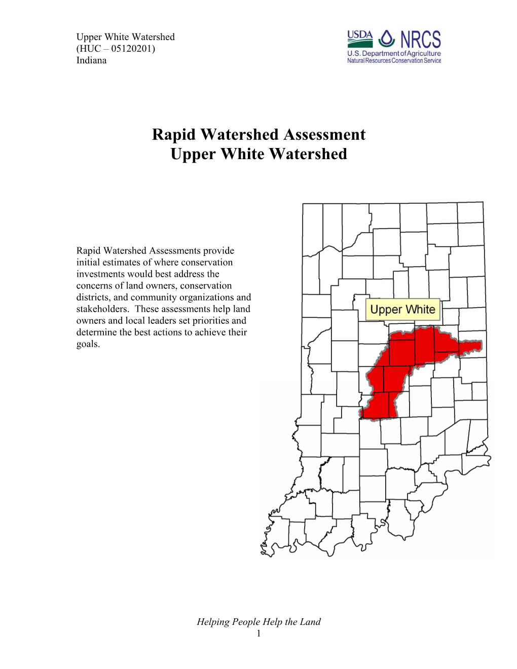 Rapid Watershed Assessment Upper White Watershed