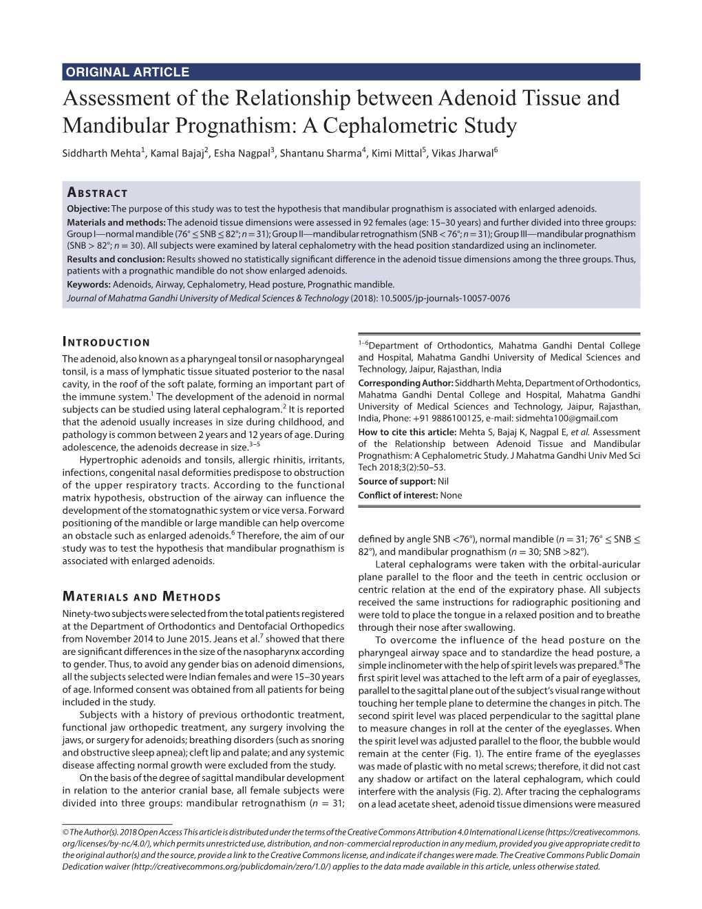 Assessment of the Relationship Between Adenoid Tissue And