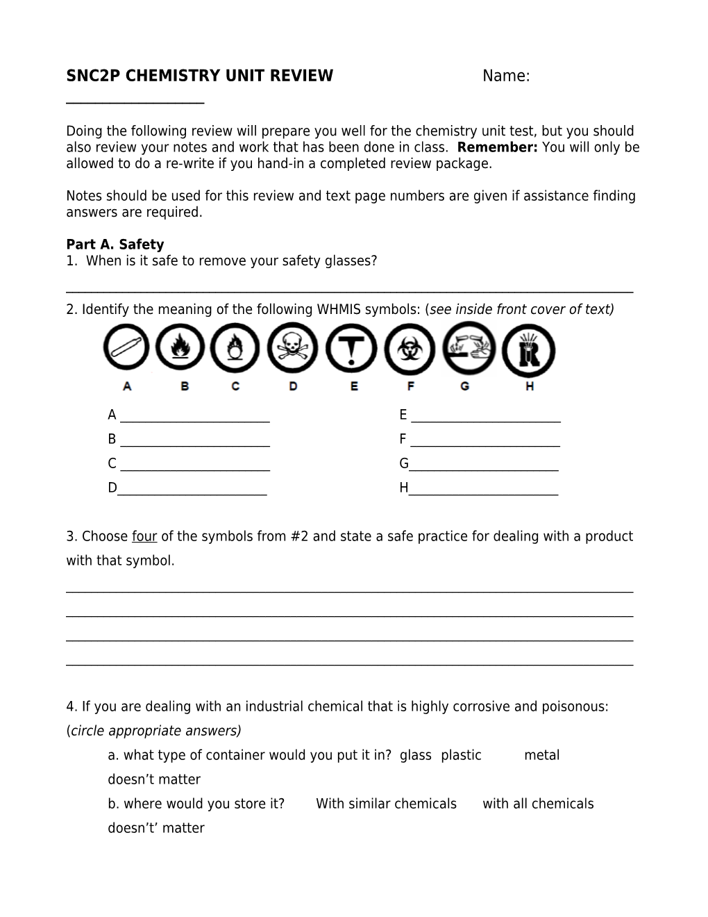 Snc2p Chemistry Unit Review