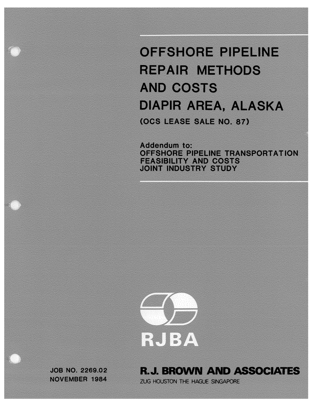 Offshore Pipeline Repair Methods and Costs Diapir Area, Alaska (Ocs Lease Sale No