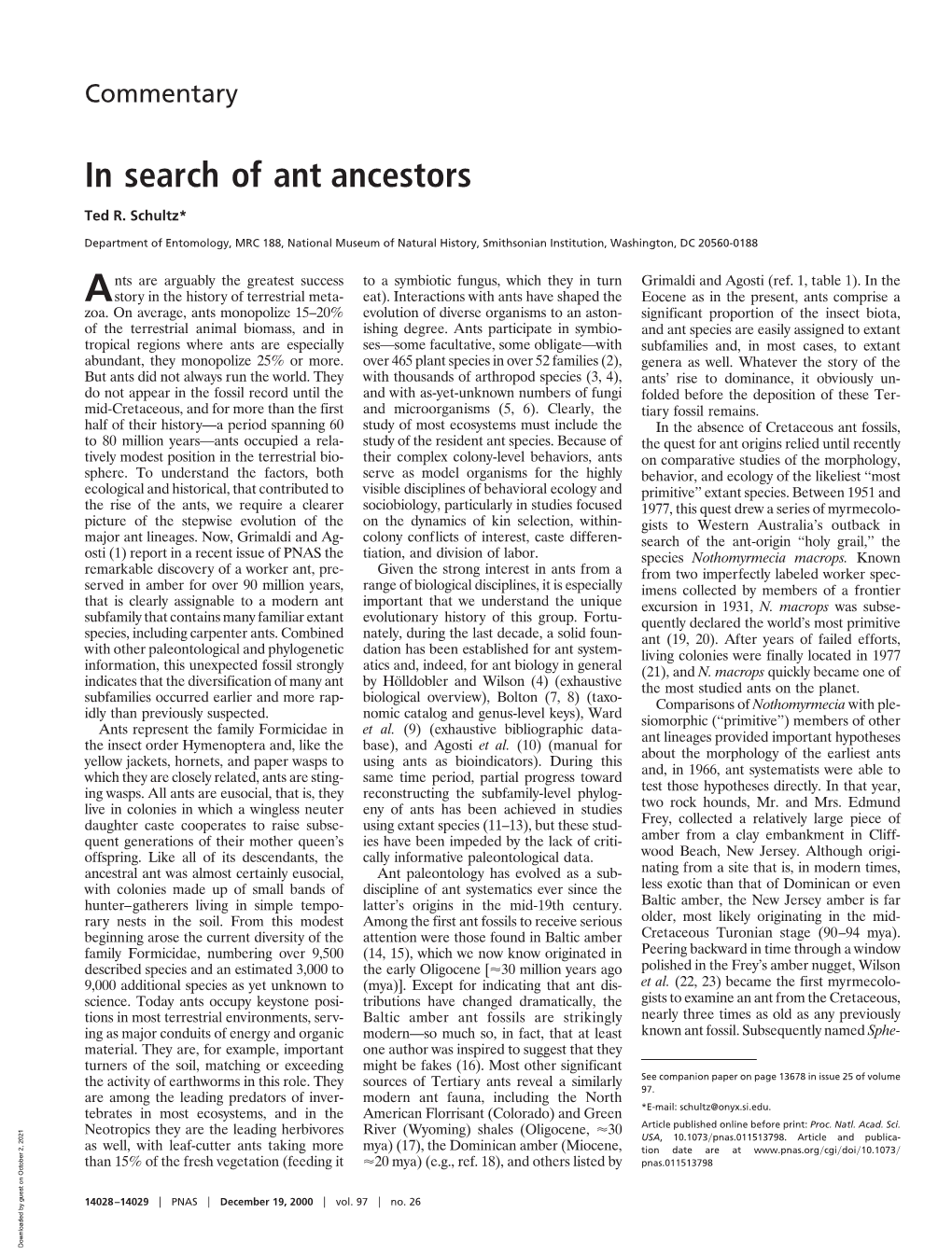 In Search of Ant Ancestors