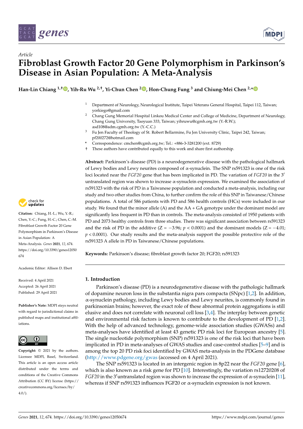 Fibroblast Growth Factor 20 Gene Polymorphism in Parkinson’S Disease in Asian Population: a Meta-Analysis