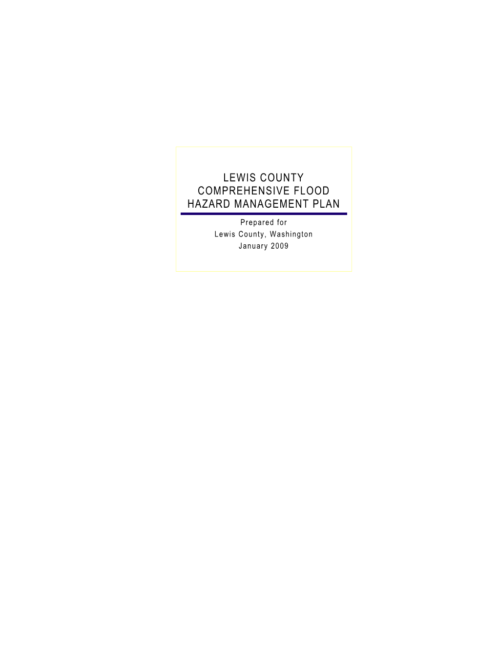 2009 Lewis County Comprehensive Flood Hazard Management Plan