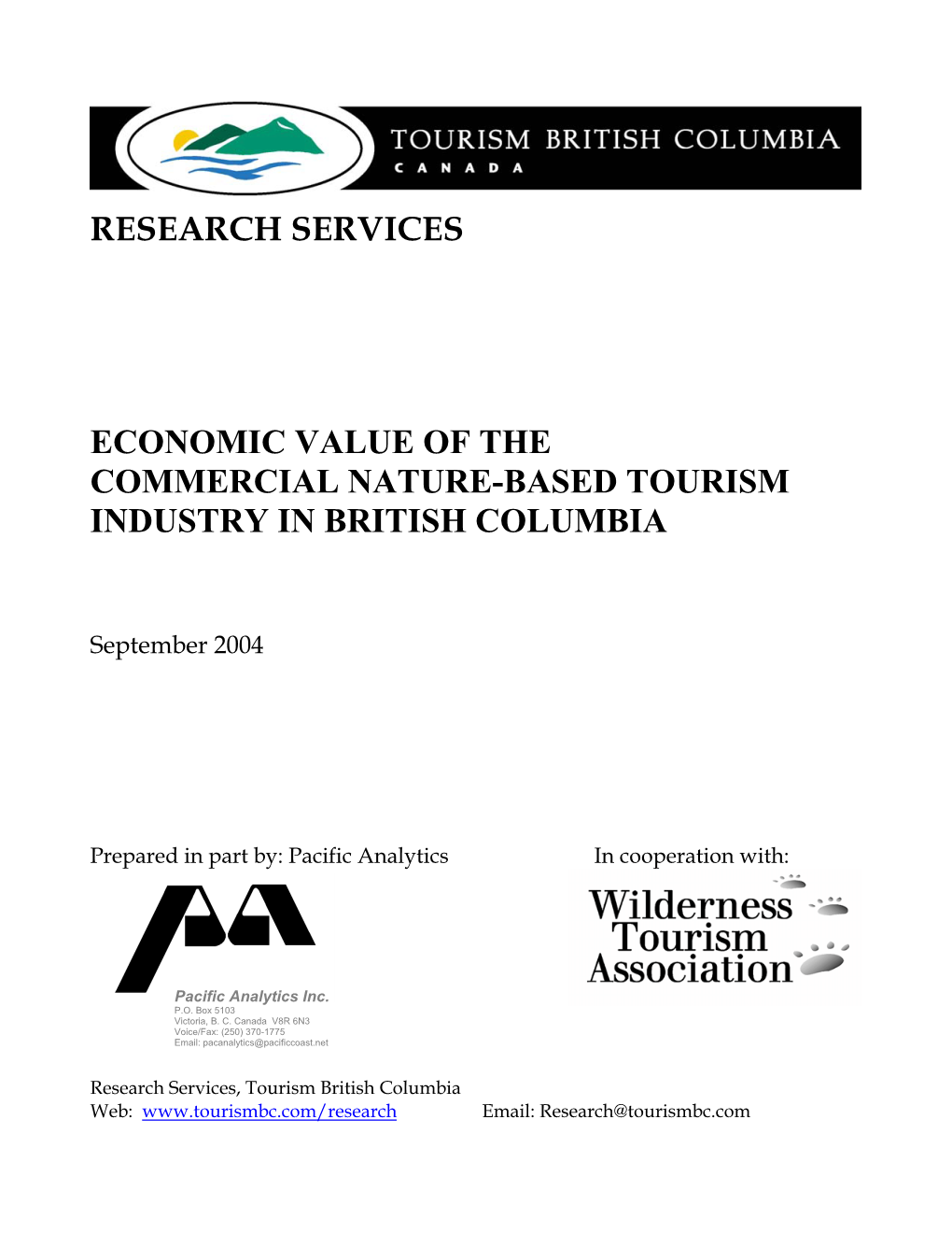 Economic Value of the Commercial Nature-Based Tourism Industry in British Columbia