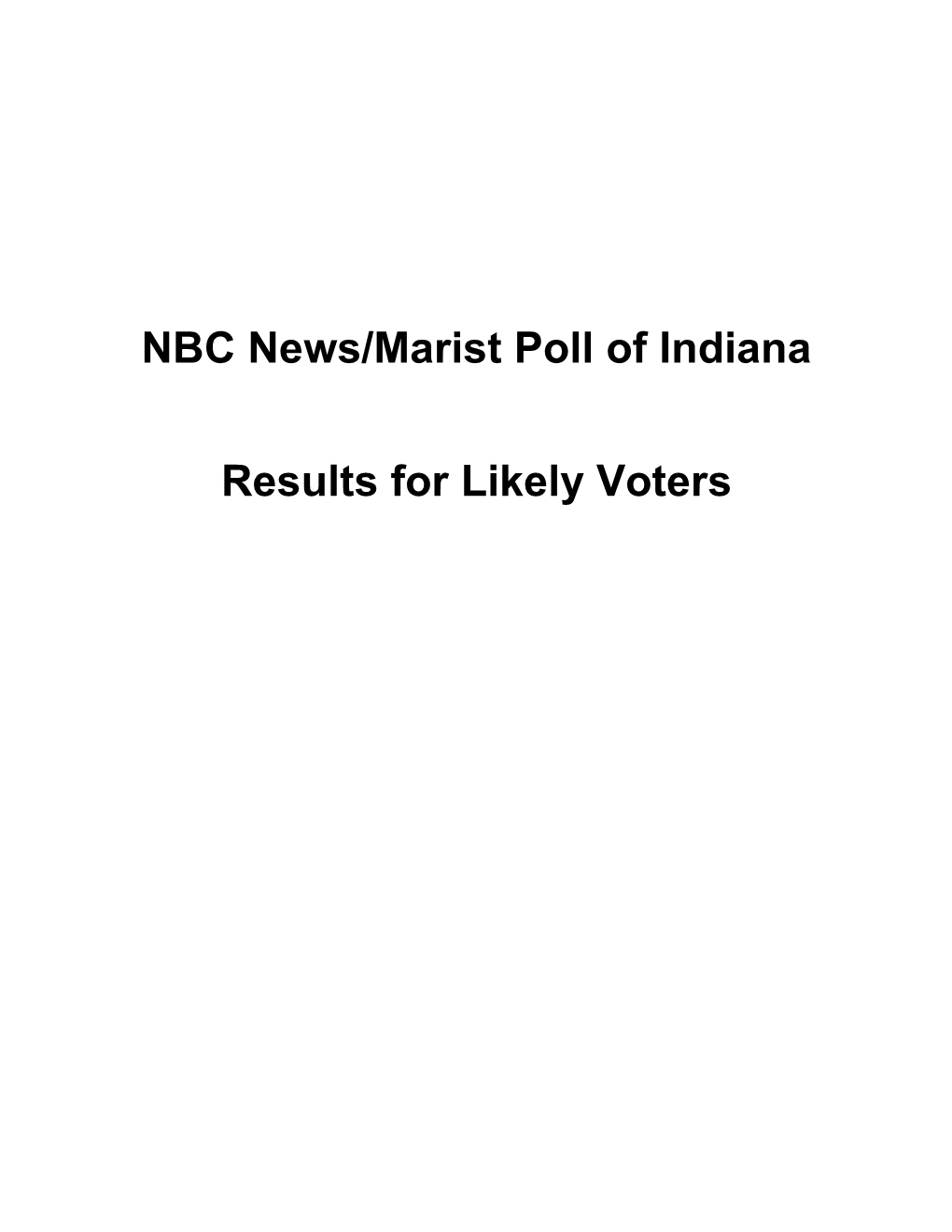 NBC News/Marist Poll of Indiana Results for Likely Voters