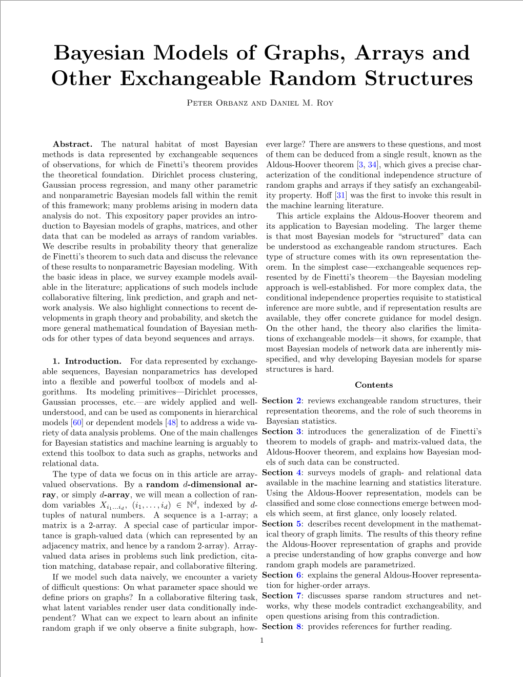 Bayesian Models of Graphs, Arrays and Other Exchangeable Random Structures