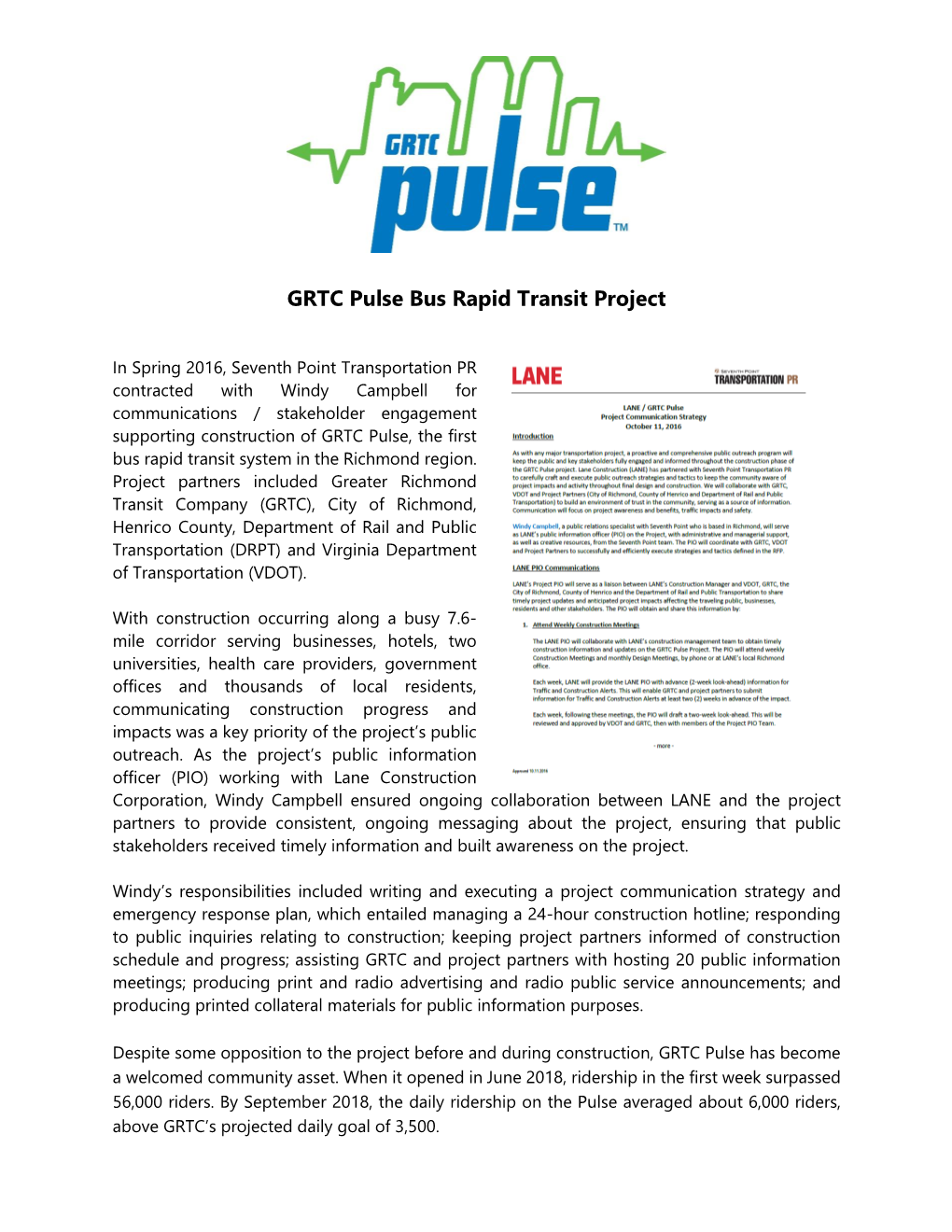 GRTC Pulse Bus Rapid Transit Project