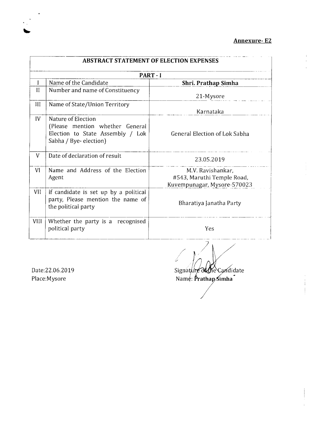 III Name of State/Union Territory IV Nature of Election