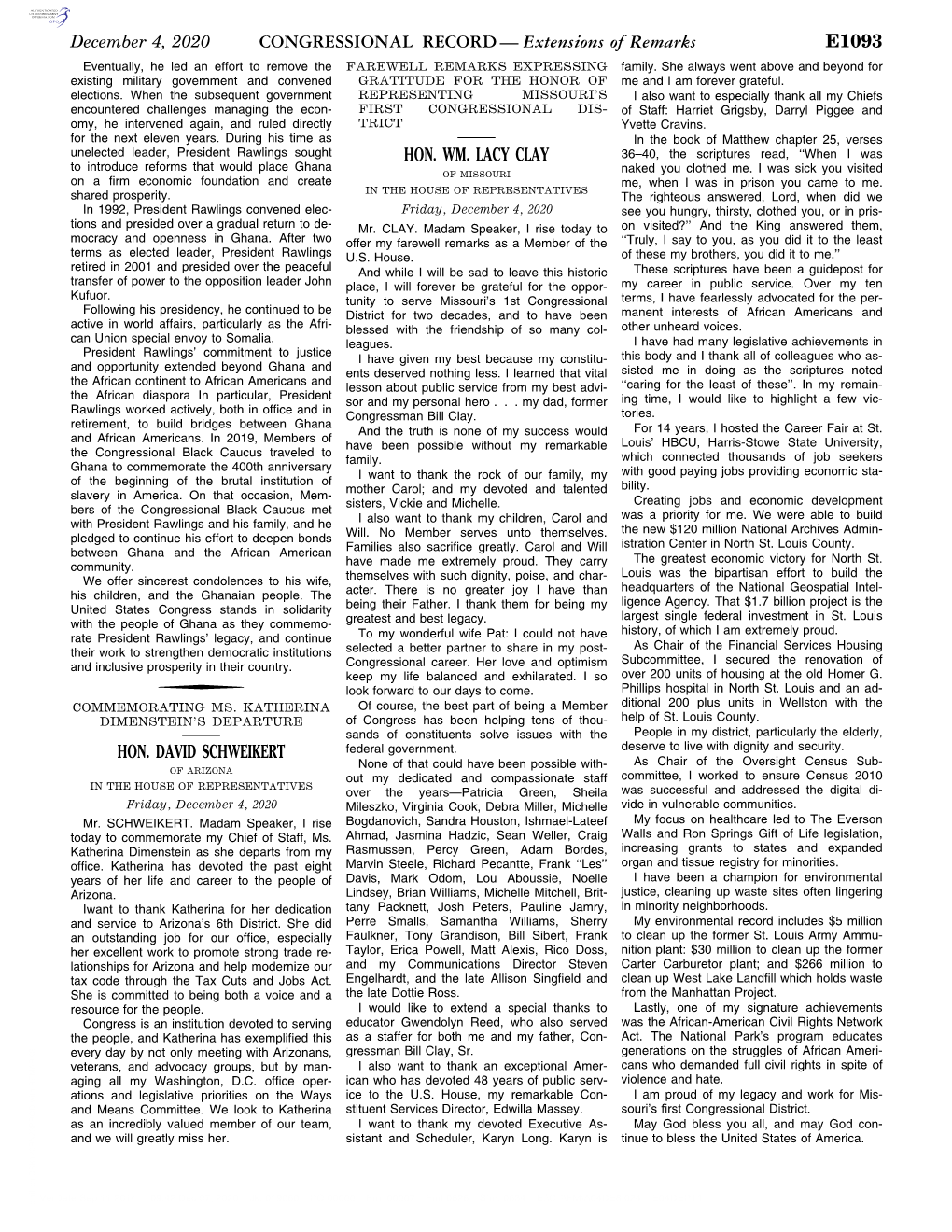 CONGRESSIONAL RECORD— Extensions of Remarks E1093 HON