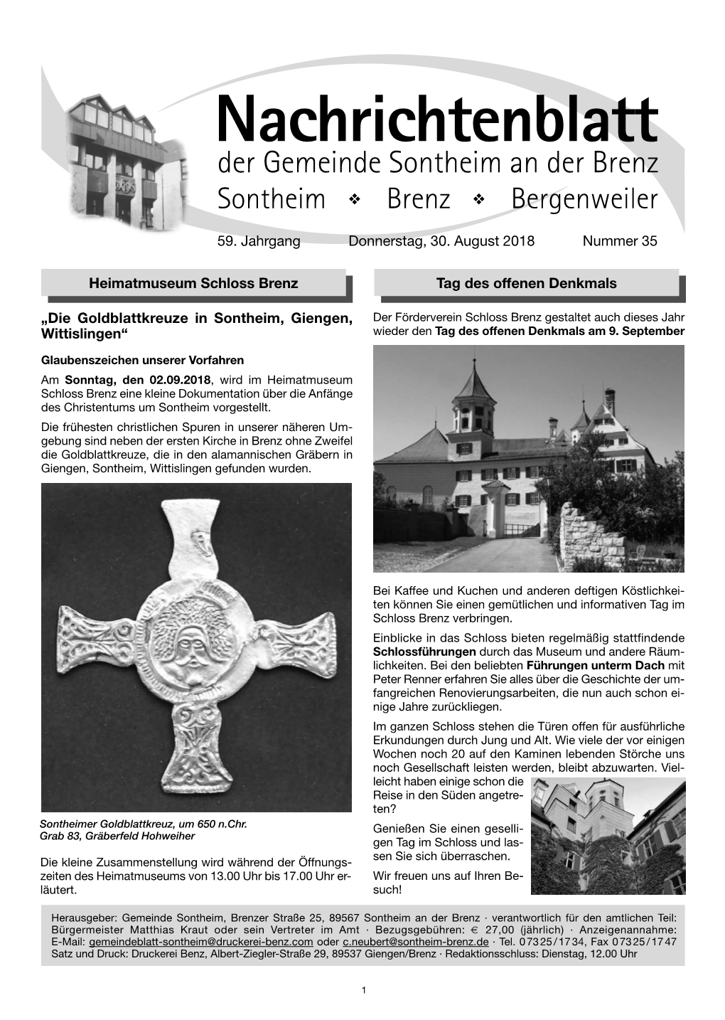 Nachrichtenblatt Sontheim - KW 35-2018 Umbruch.Qxp 29.08.18 13:41 Seite 1