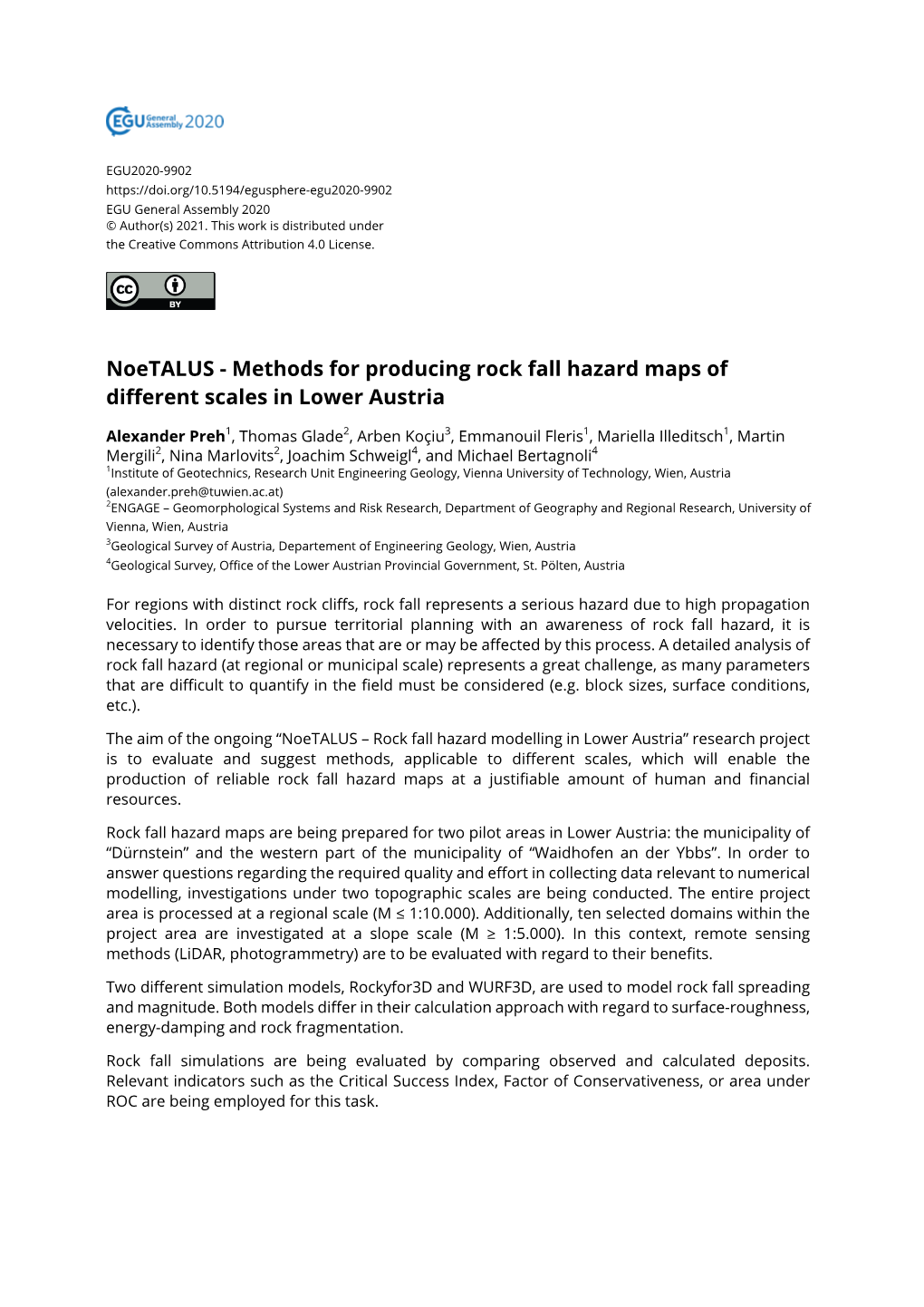 Methods for Producing Rock Fall Hazard Maps of Different Scales in Lower Austria