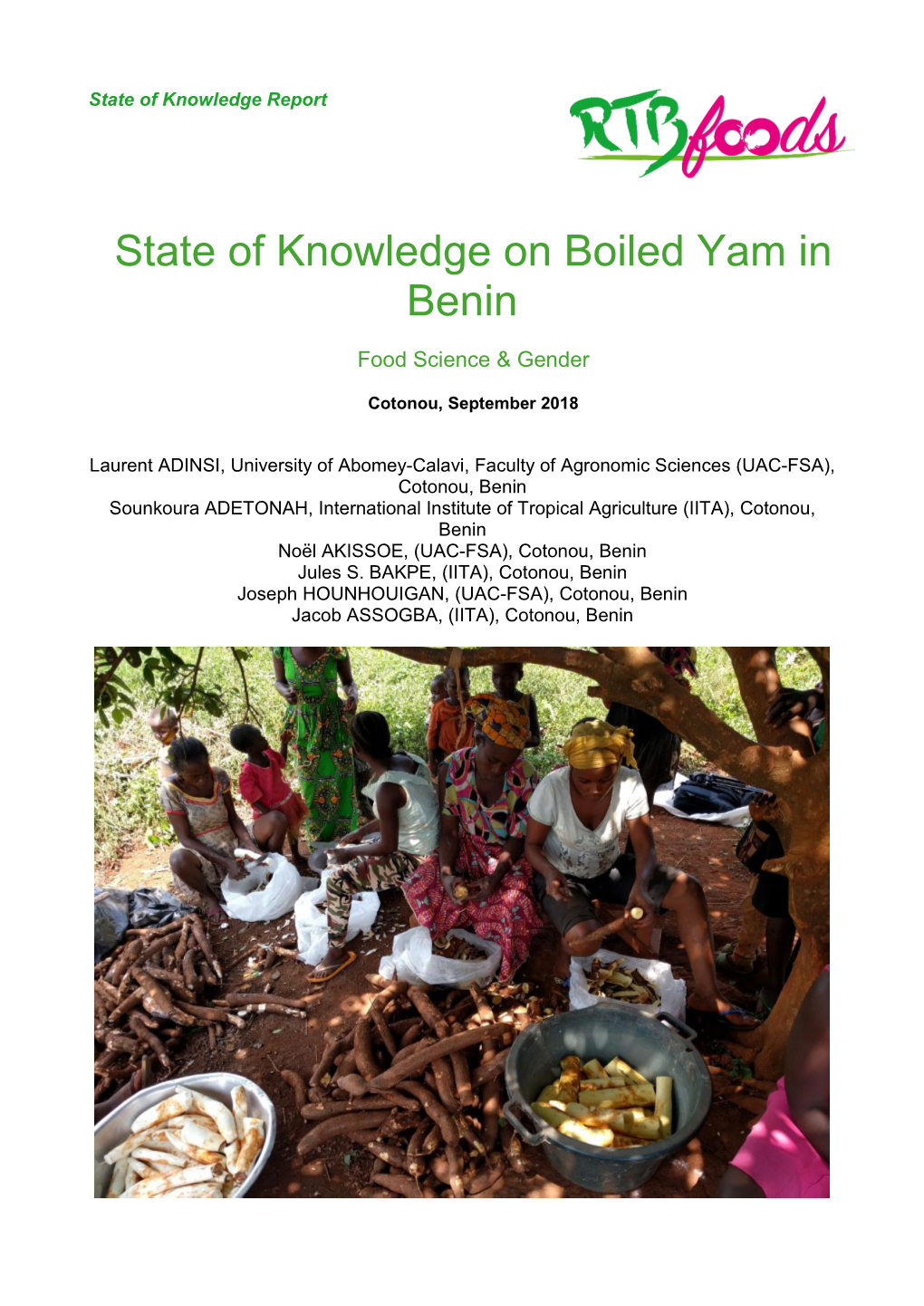 State of Knowledge on Boiled Yam in Benin