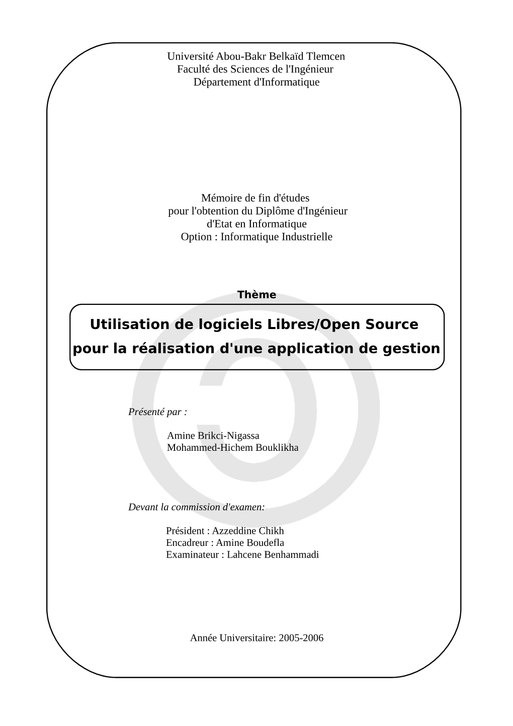 Utilisation De Logiciels Libres/Open Source Pour La Réalisation D'une Application De Gestion