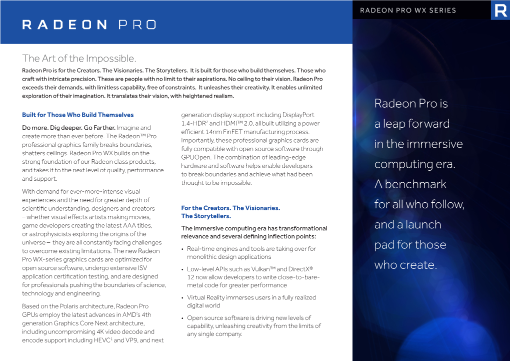 Radeon Pro Is a Leap Forward in the Immersive Computing Era. A