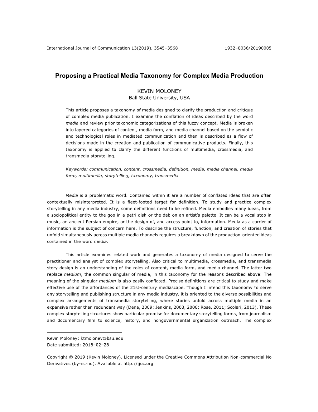 Proposing a Practical Media Taxonomy for Complex Media Production