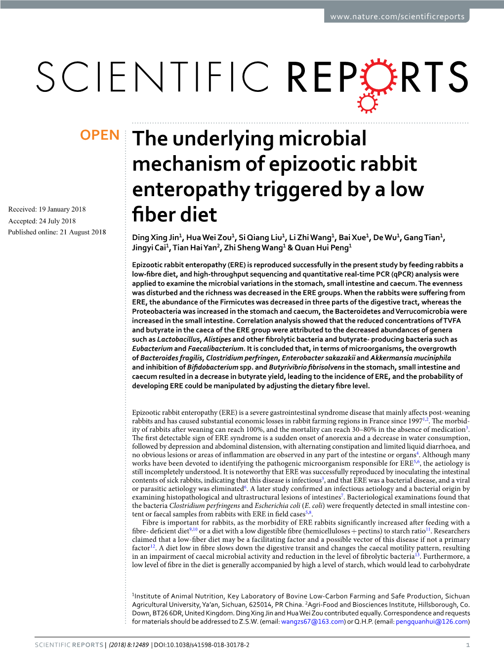 The Underlying Microbial Mechanism of Epizootic Rabbit Enteropathy