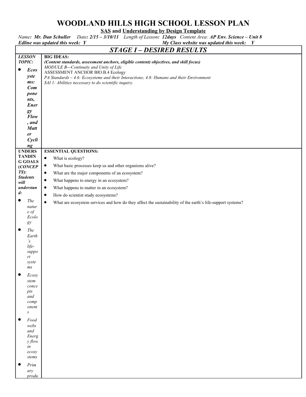 WHHS Lesson Plan