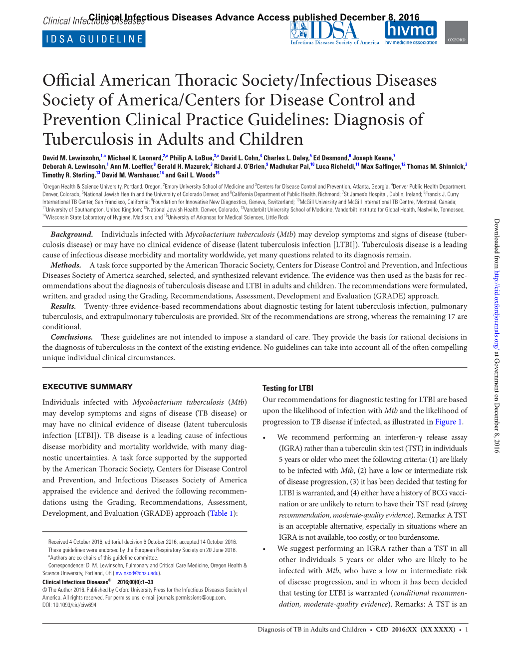 ATS/CDC/IDSA Guidelines