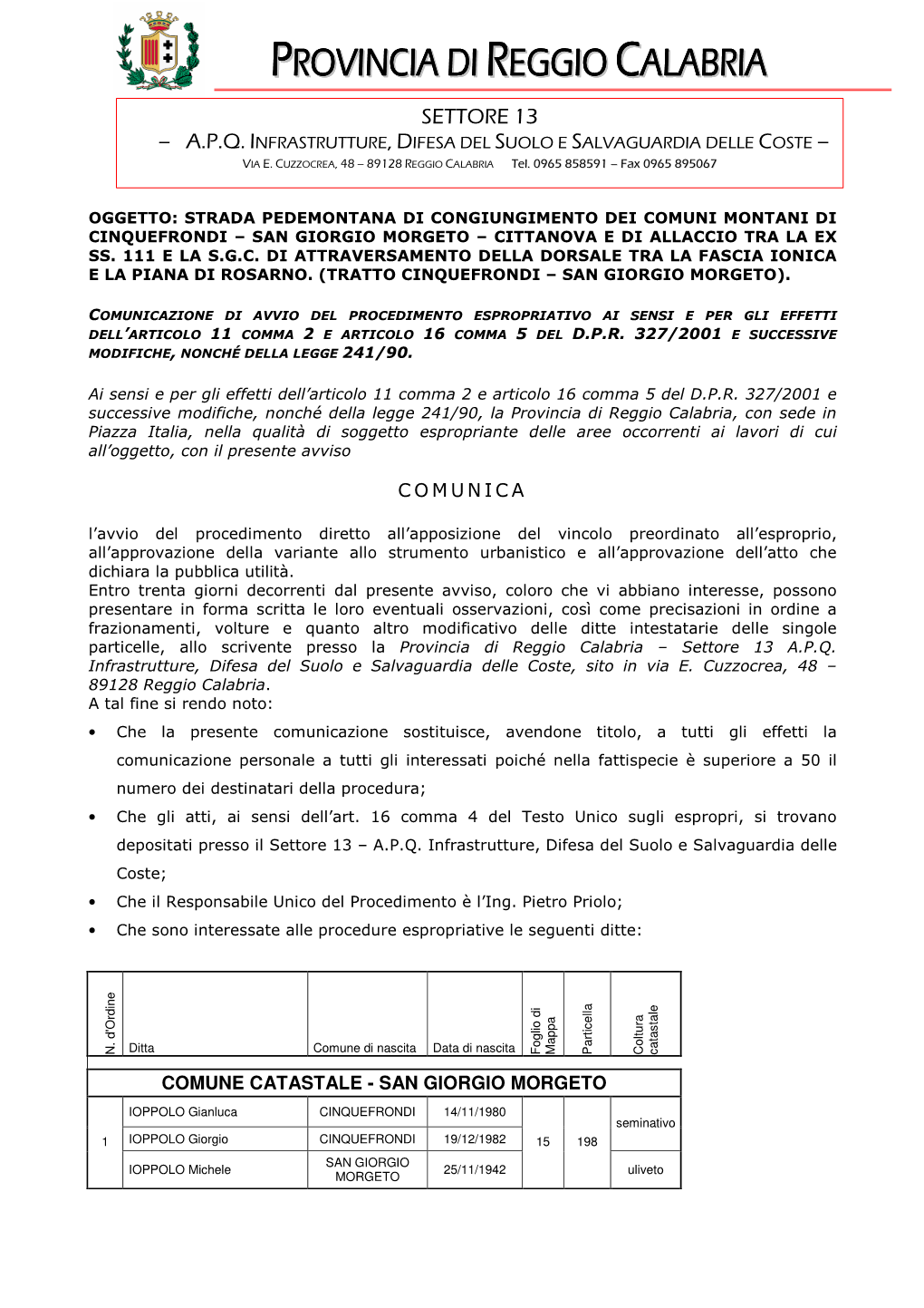 Avviso Avvio Del Procedimento Espropriativo.Pdf