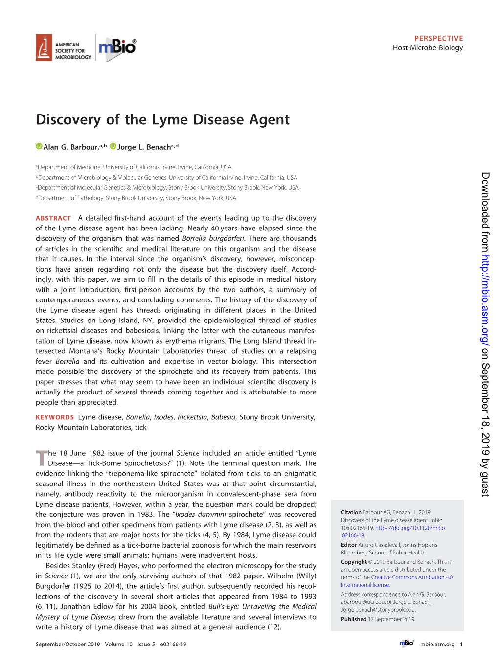 Discovery of the Lyme Disease Agent