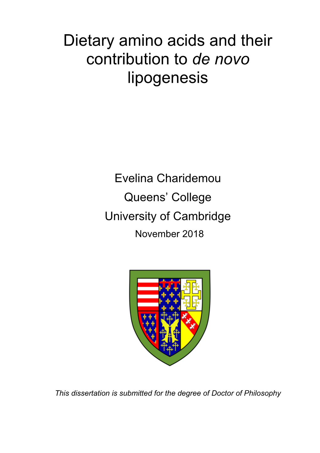 Dietary Amino Acids and Their Contribution to De Novo Lipogenesis