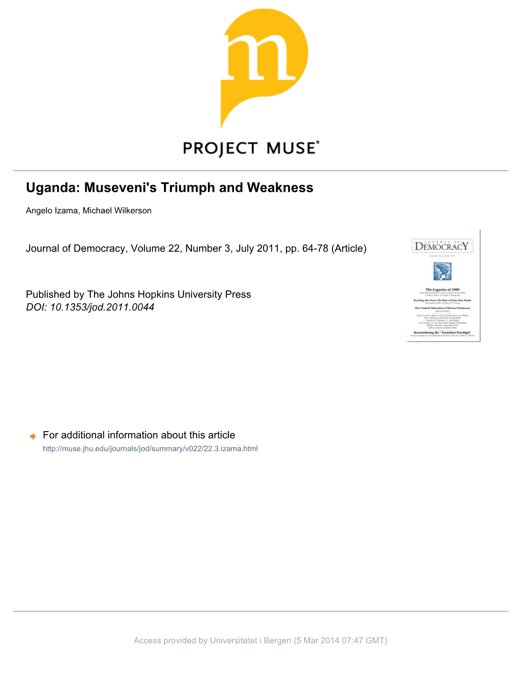 Uganda: Museveni's Triumph and Weakness