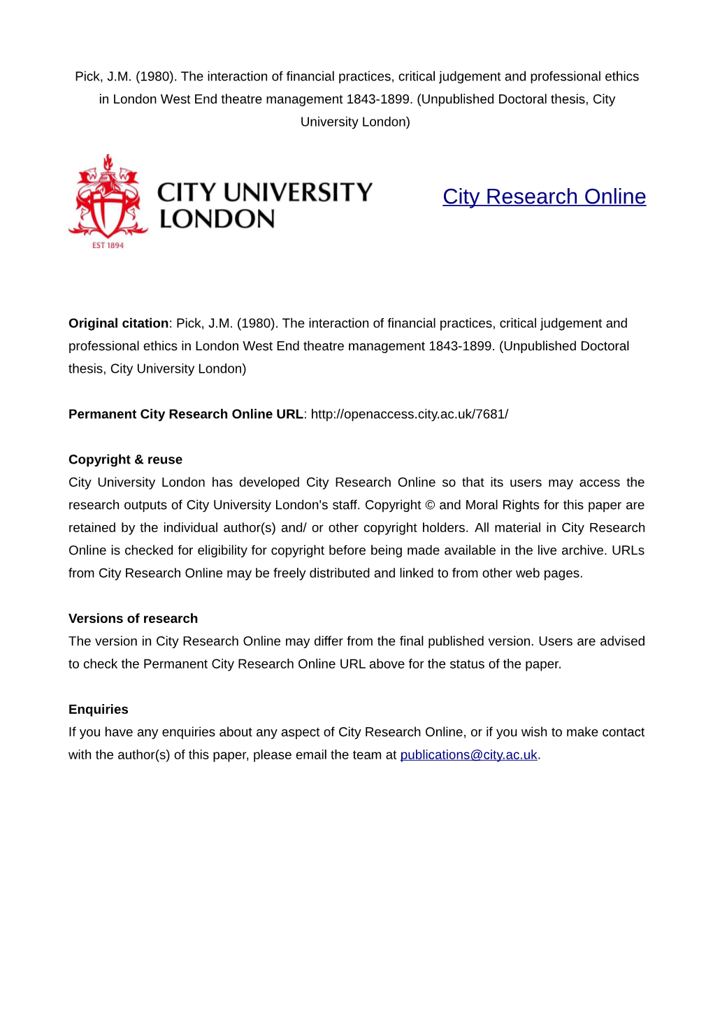 City Research Online