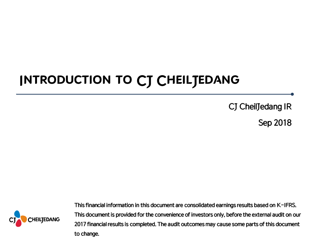 CJ Cheiljedang IR Sep 2018