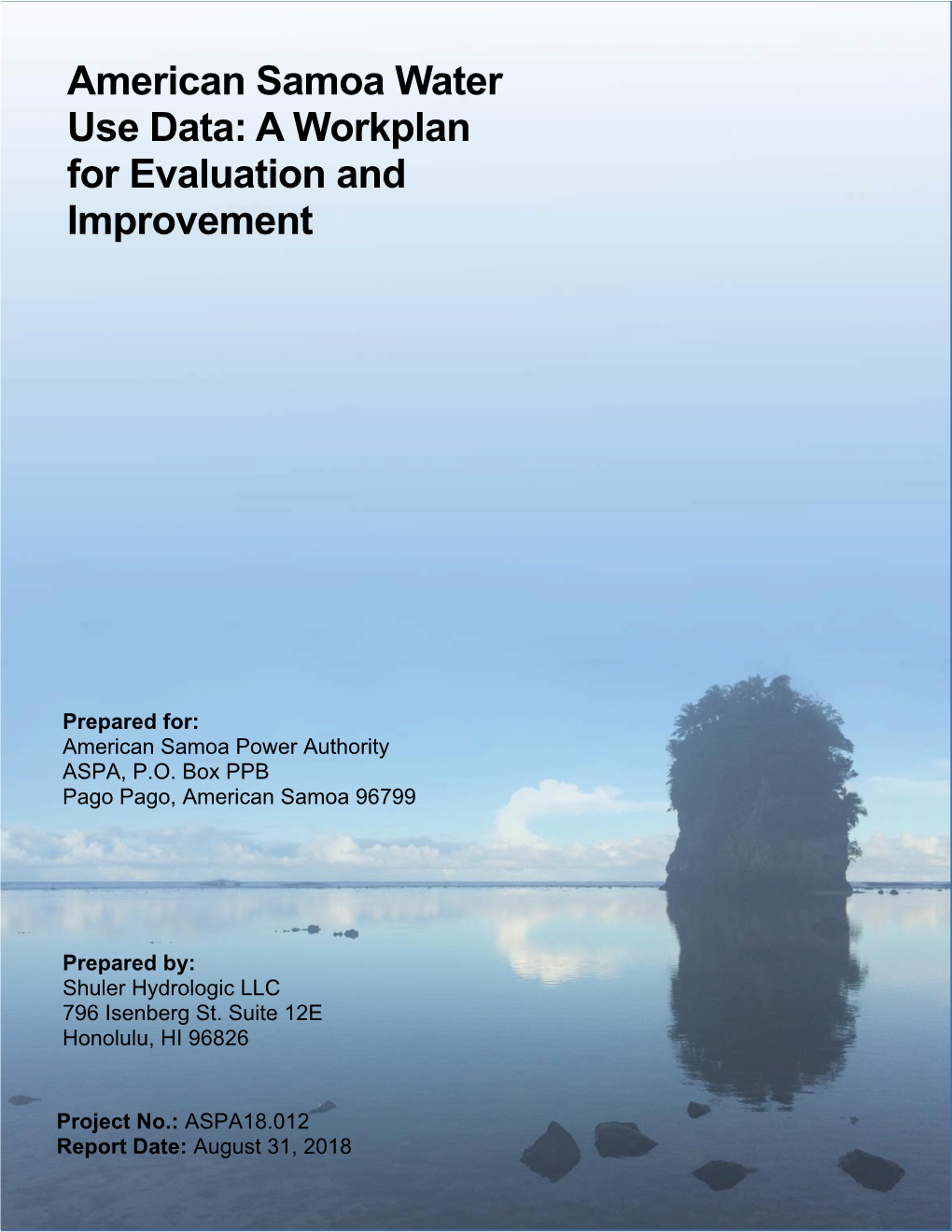 American Samoa Water Use Data: a Workplan for Evaluation and Improvement