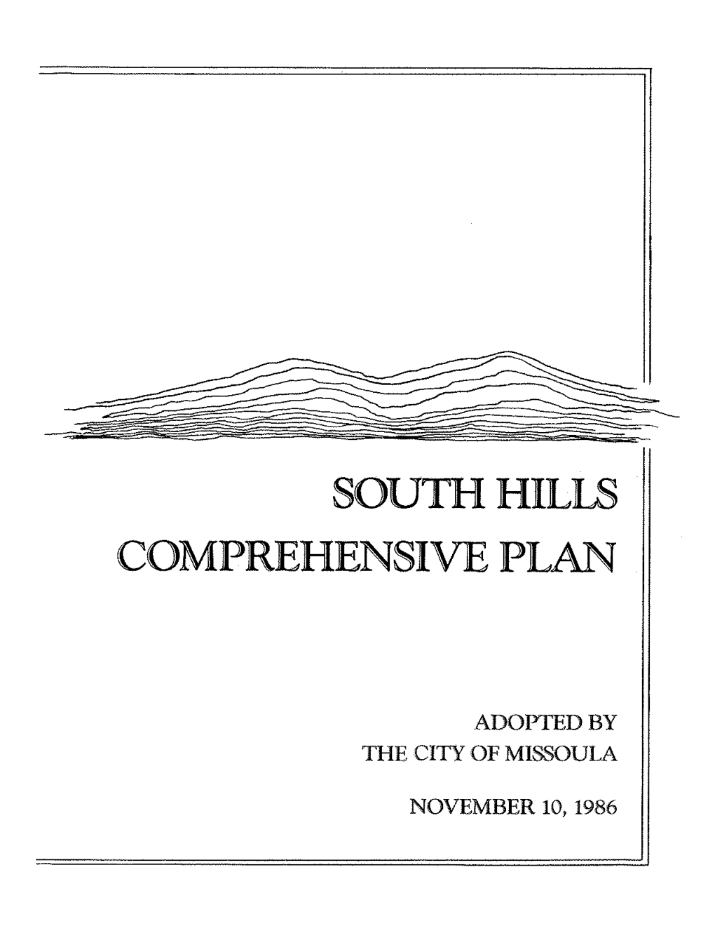 SOUTH Hills COMPREHENSIVE PLAN