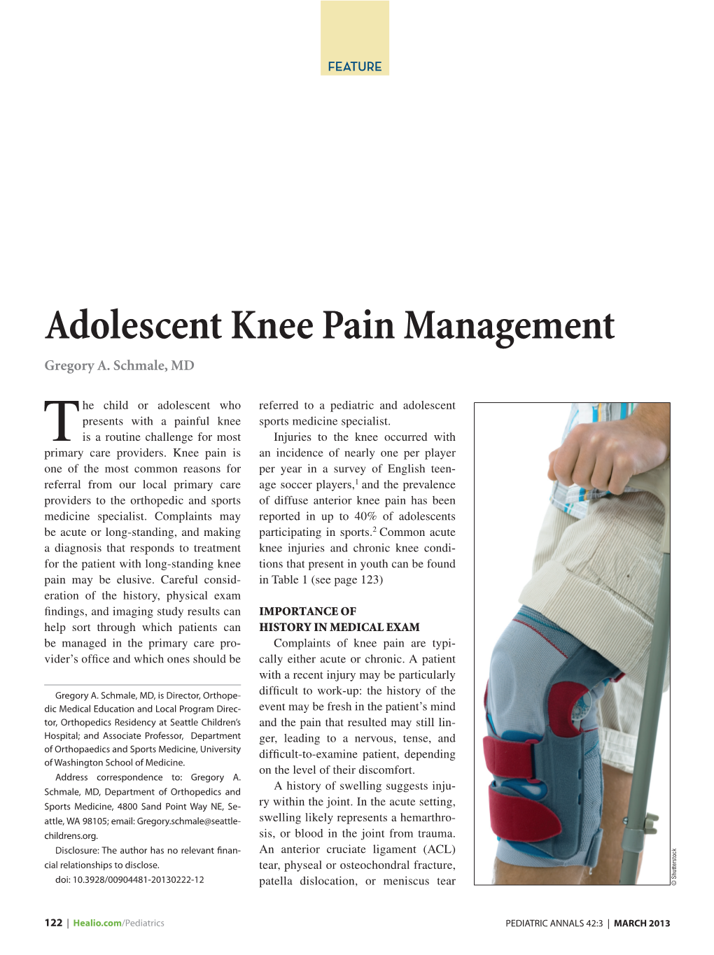 Adolescent Knee Pain Management Gregory A