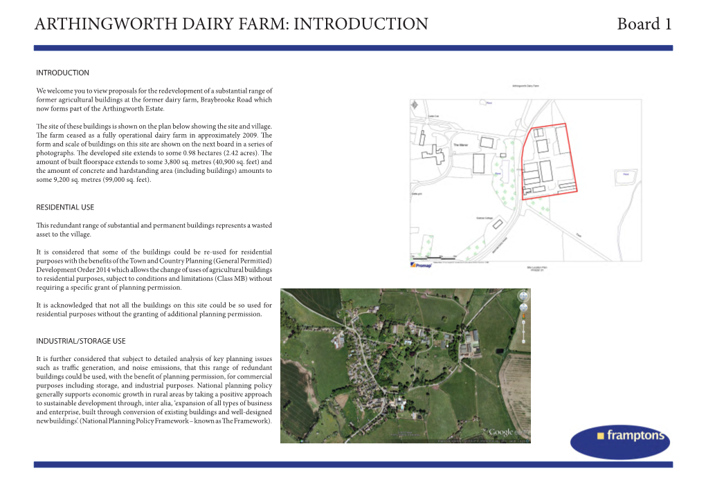 ARTHINGWORTH DAIRY FARM: INTRODUCTION Board 1