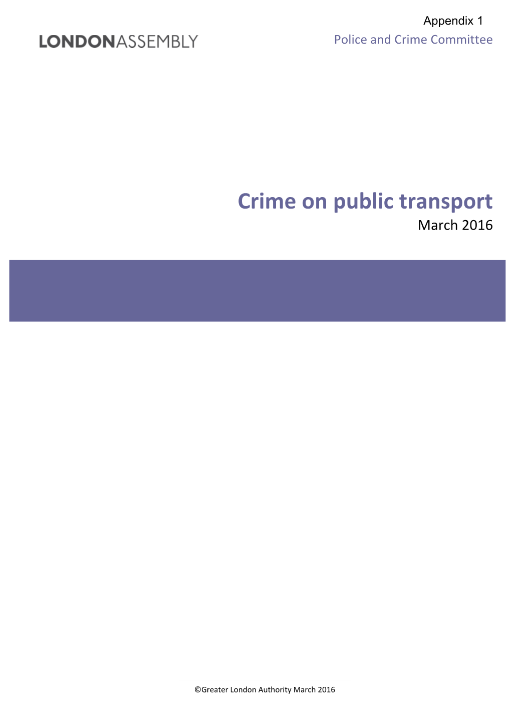 Crime on Public Transport March 2016