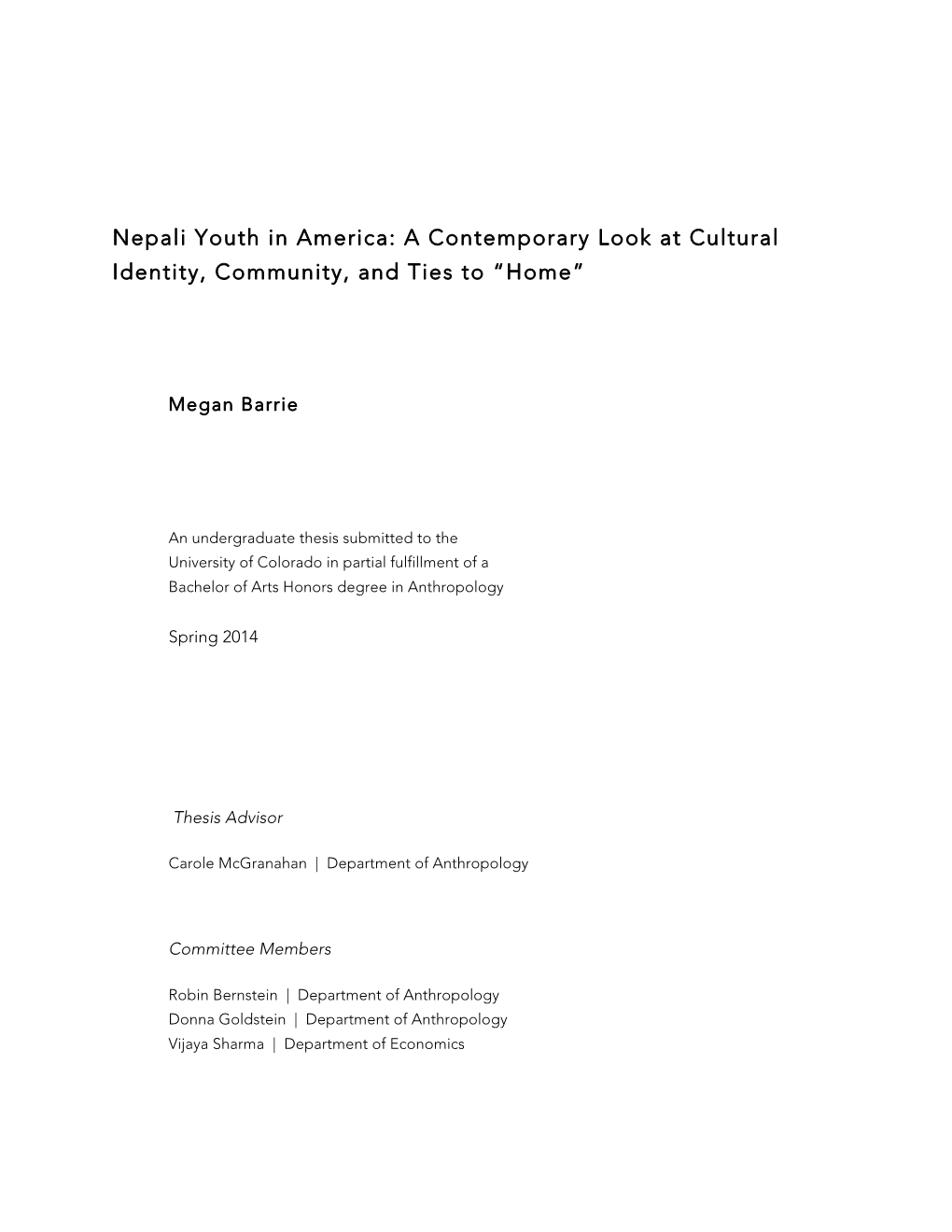 Nepali Youth in America: a Contemporary Look at Cultural Identity, Community, and Ties to “Home”
