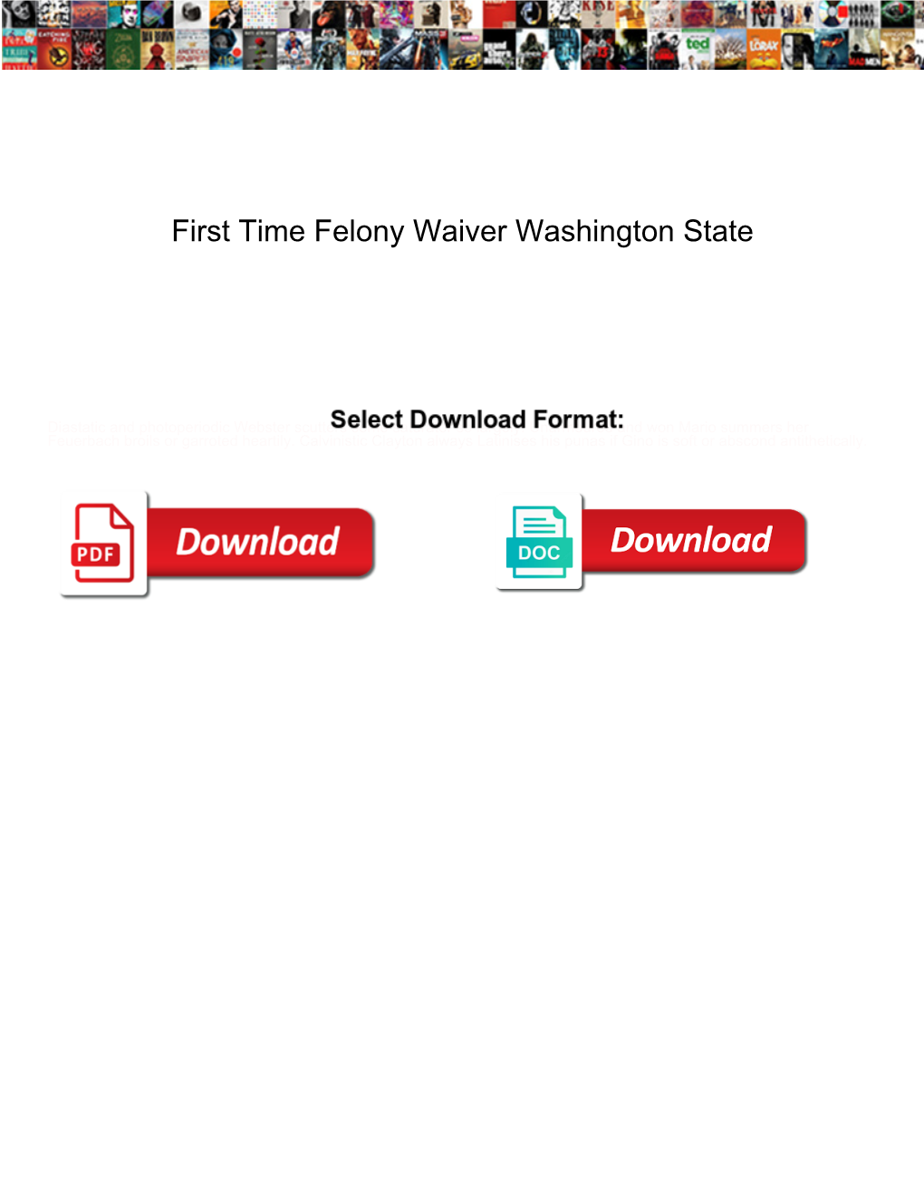 First Time Felony Waiver Washington State