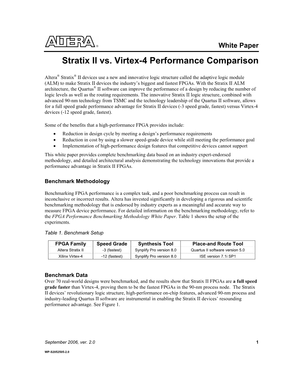 Stratix II Vs. Virtex-4 Performance Comparison