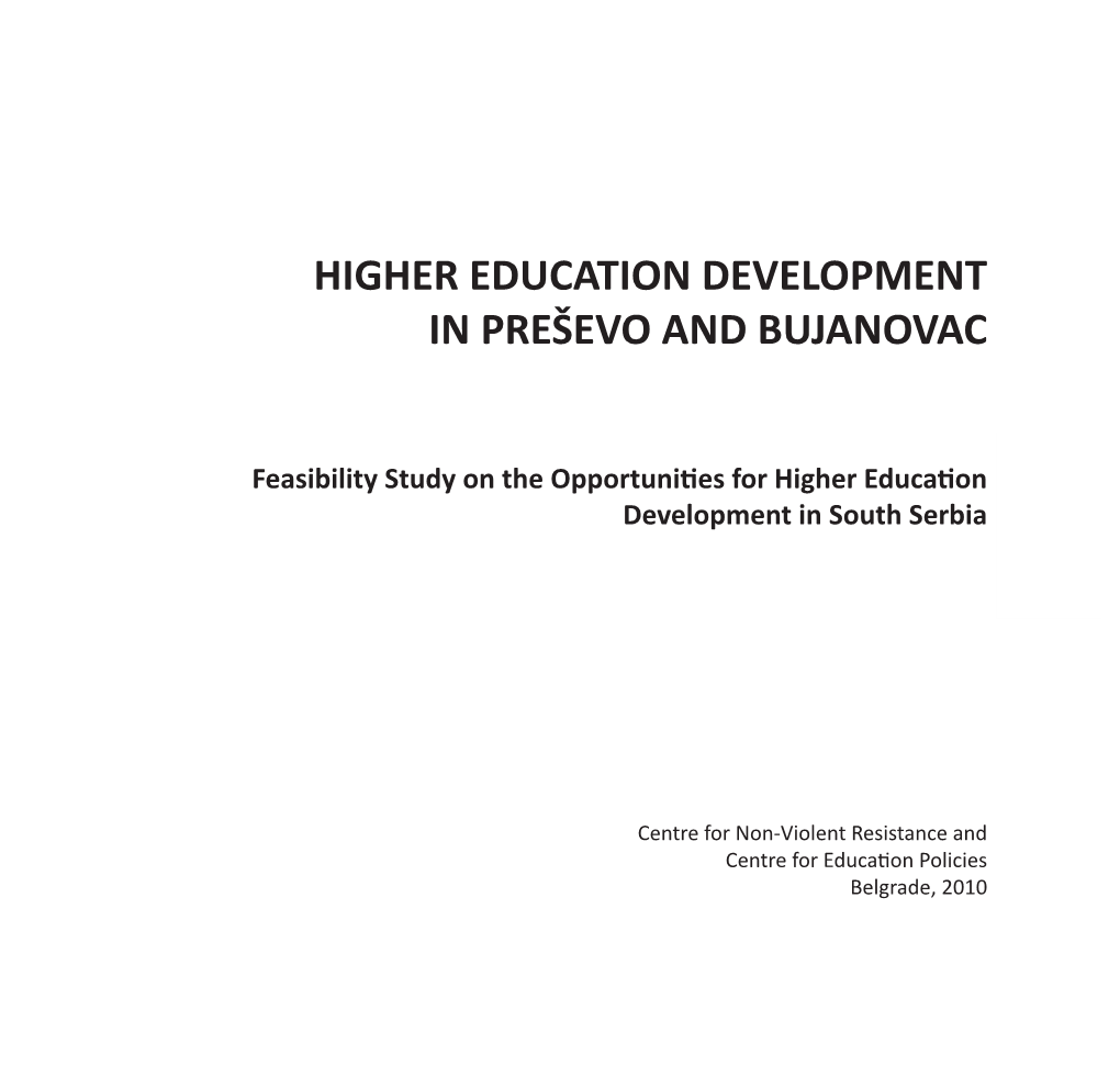 Higher Education Development in Preševo and Bujanovac