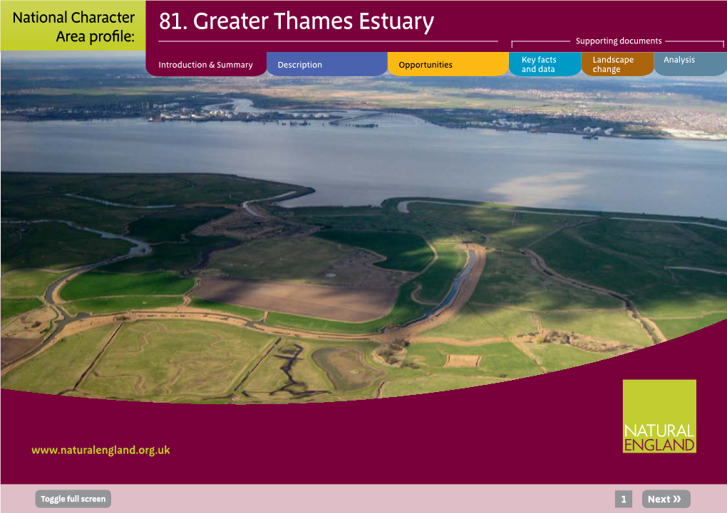 81. Greater Thames Estuary Area Profile: Supporting Documents