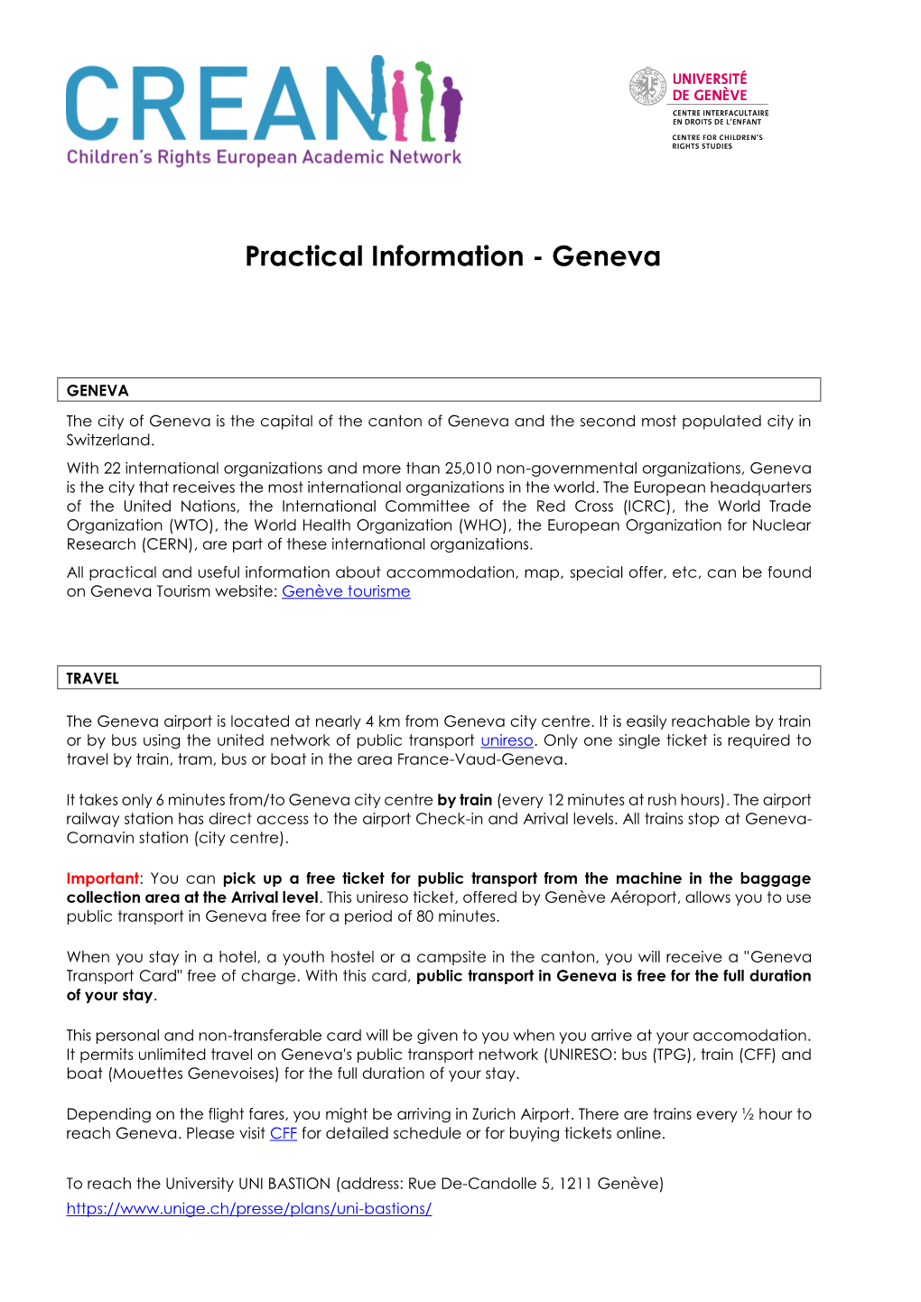 Practical Information - Geneva