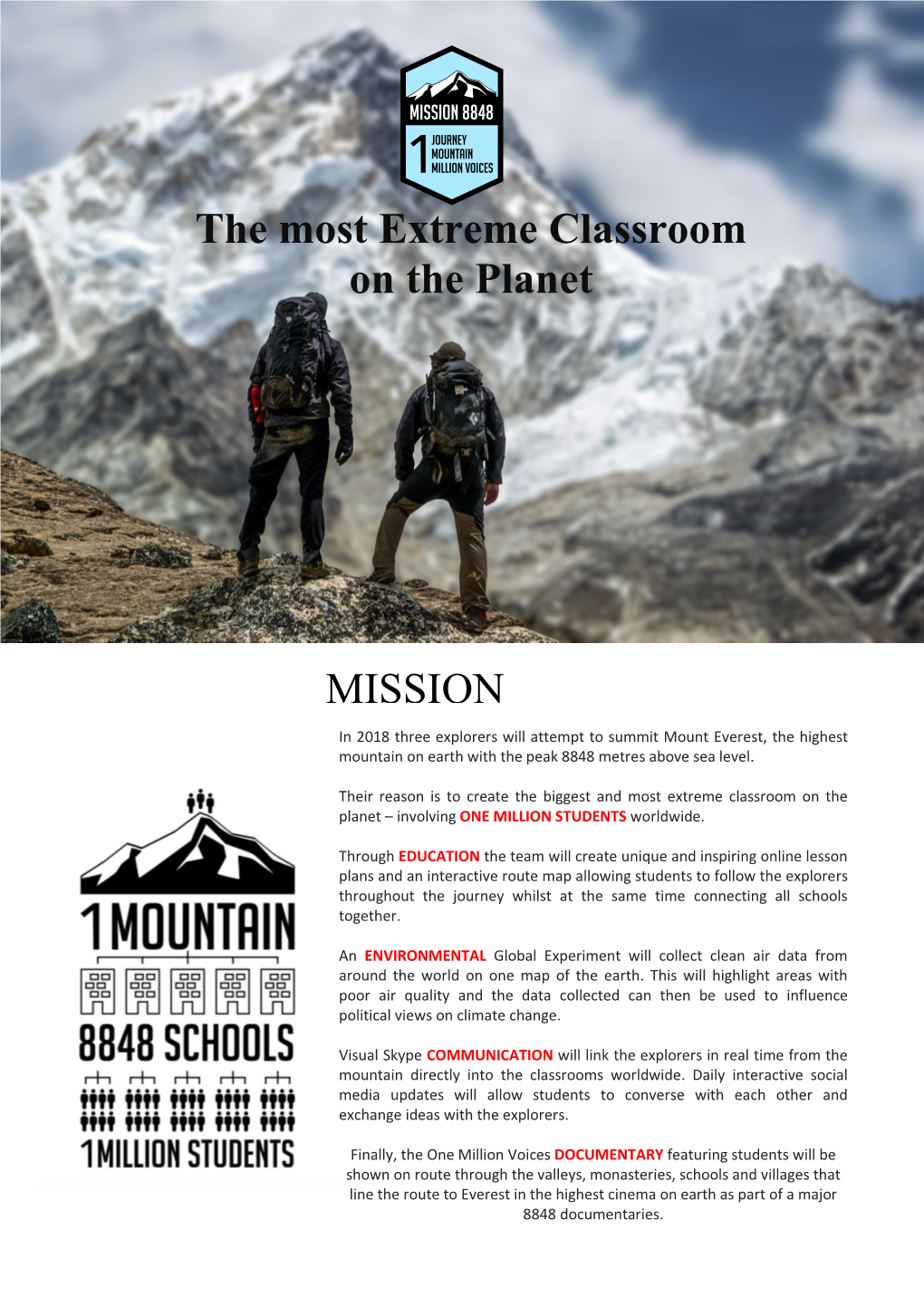 The Most Extreme Classroom on the Planet MISSION