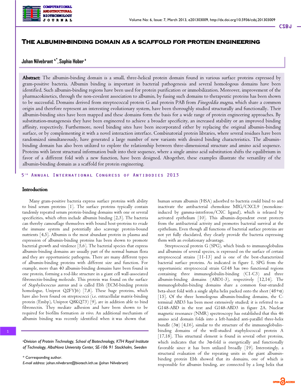 The Albumin-Binding Domain As a Scaffold for Protein Engineering