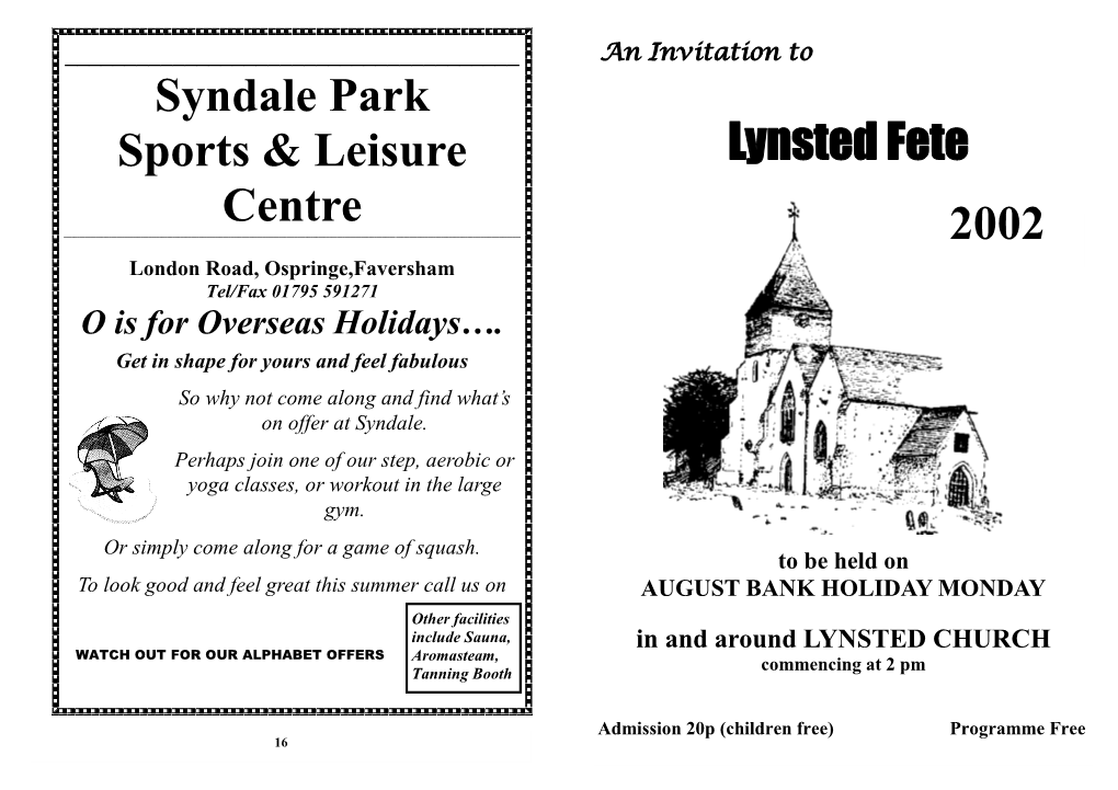 Syndale Park Sports & Leisure Centre Lynsted Fete 2002
