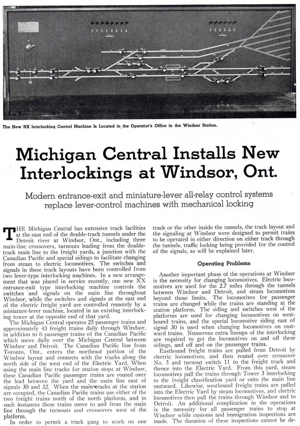Michigan Central Windsor Interlocking Installation