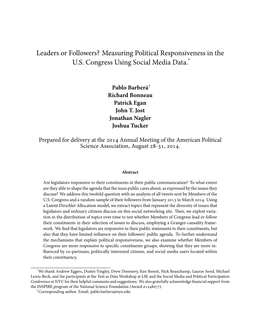 Measuring Political Responsiveness in the US Congress Using Social