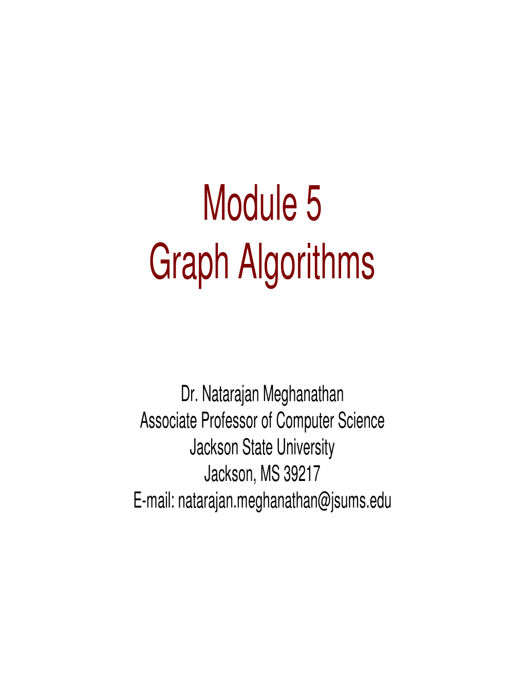 Module 5 Graph Algorithms