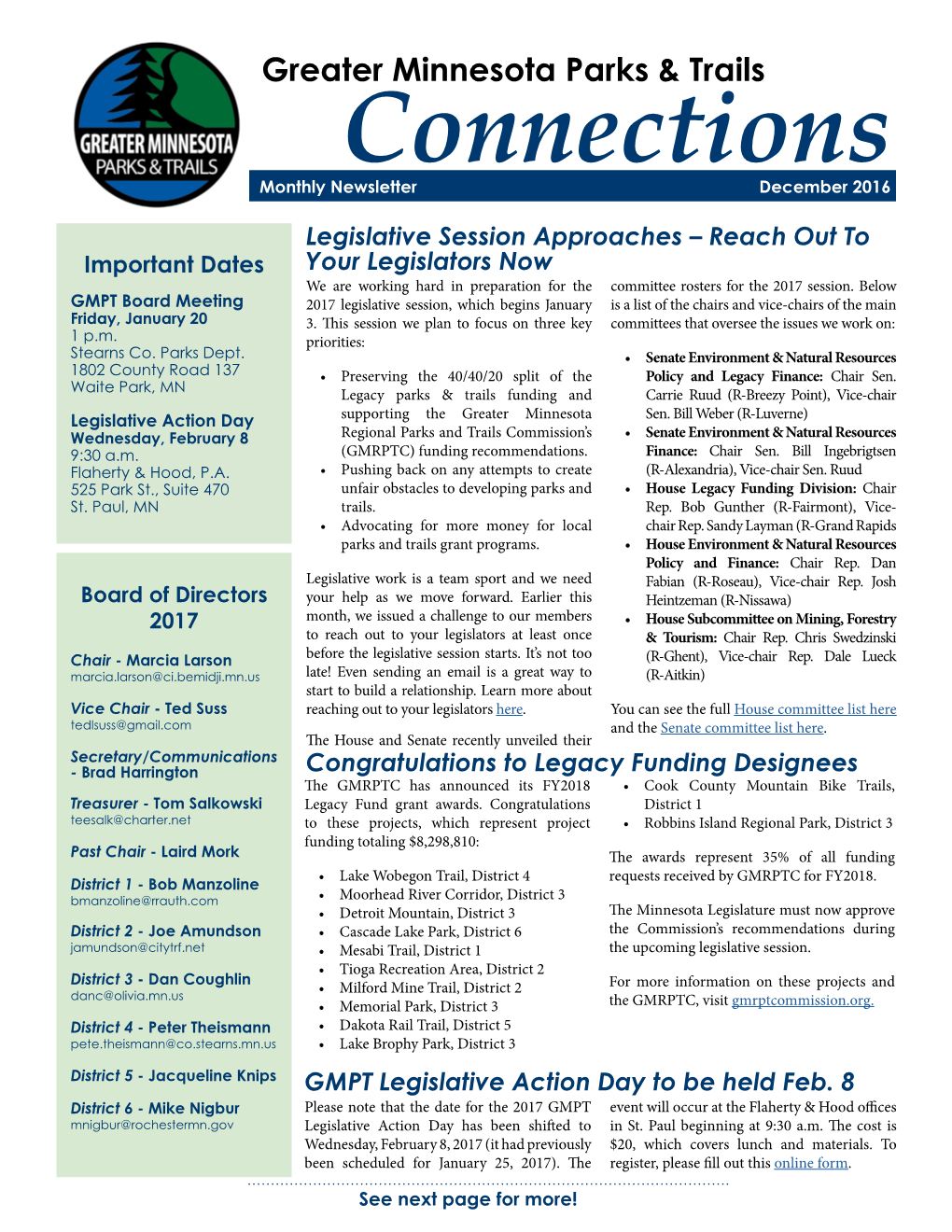 Connections Monthly Newsletter December 2016