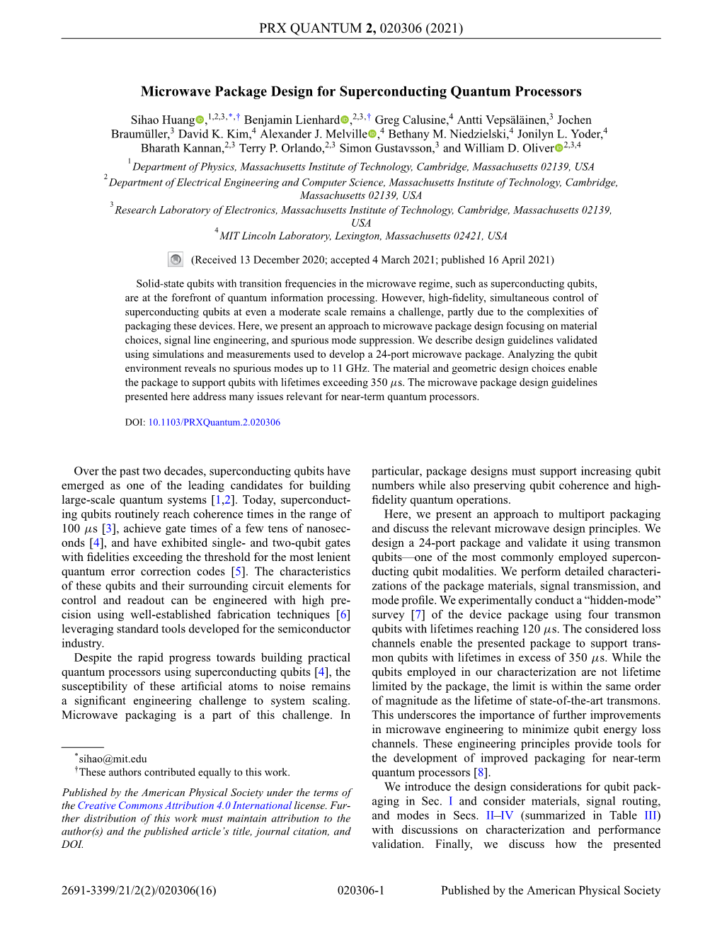 Microwave Package Design for Superconducting Quantum Processors