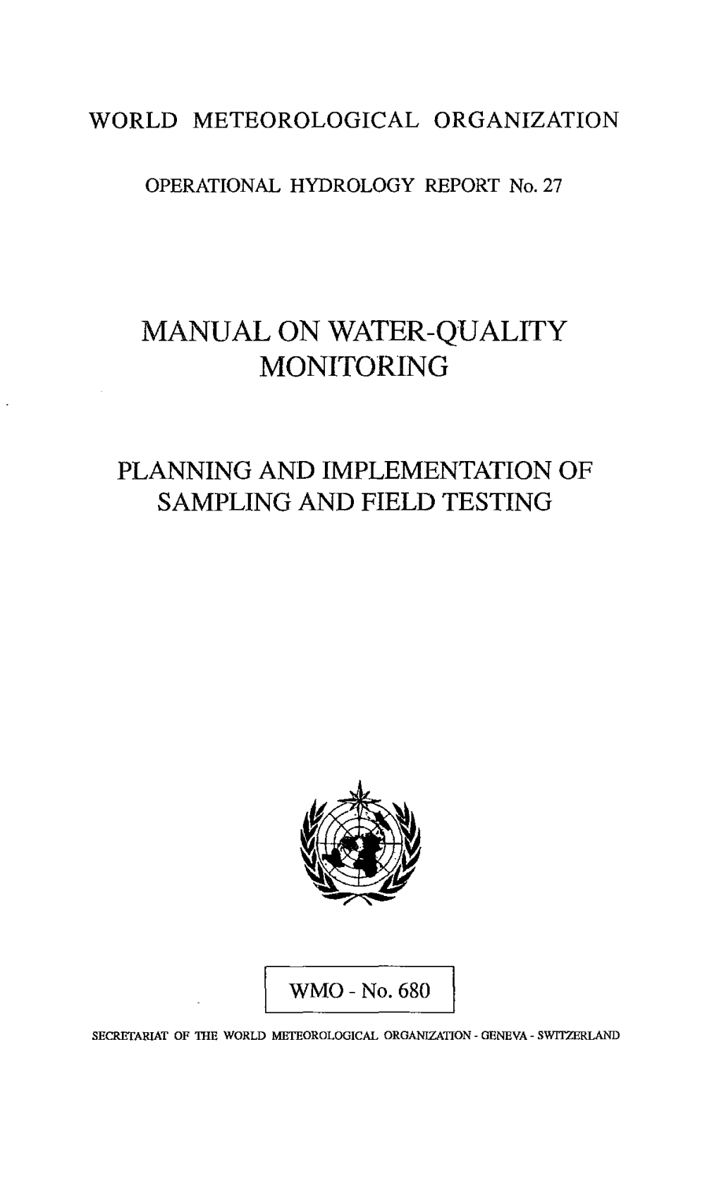 Manual on Water-Quality Monitoring