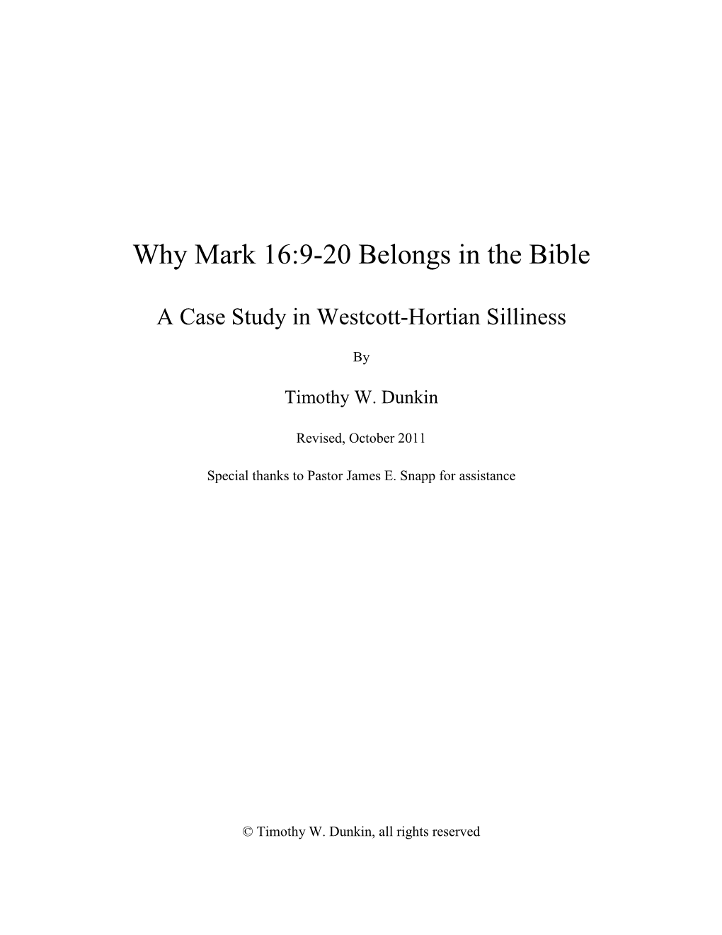 Why Mark 16:9-20 Belongs in the Bible